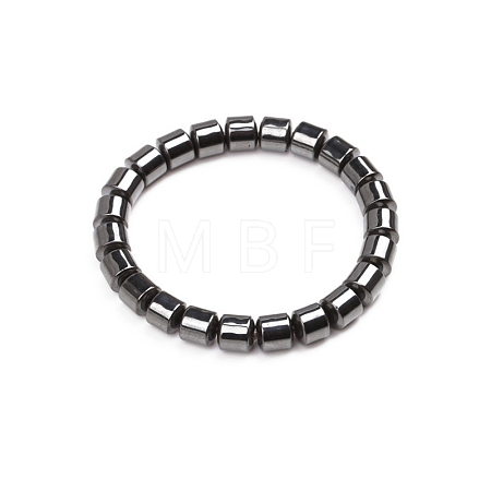 Non-magnetic Synthetic Hematite Beaded Stretch Bracelet PW-WG98097-04-1