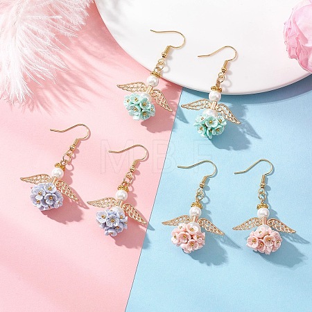 Resin Imitation Pearl Angel Dangle Earrings EJEW-JE06729-1