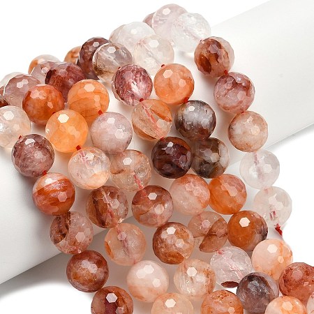 Grade A Natural Red Hematoid Quartz/Ferruginous Quartz Beads Strands G-L642-F03-12mm-1