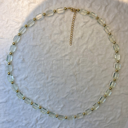 Handmade Lampwork Rectangle Beaded Necklaces with 201 Stainless Steel End Chains WG895AC-02-1