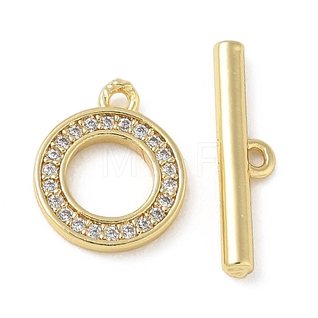Brass Micro Pave Clear Cubic Zirconia Toggle Clasps CU-CBAC675-06G-1