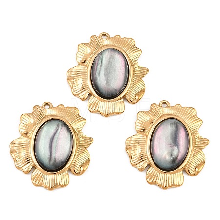 Natural Shell Oval Pendants STAS-Z202-13G-1