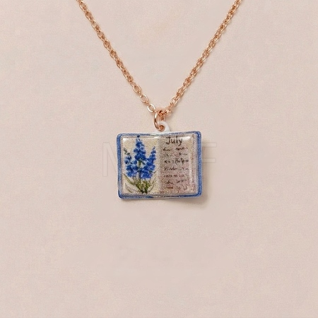 Brass Enamel Book Pendant Necklaces for Women KK-CBAF5B9-01G-07-1
