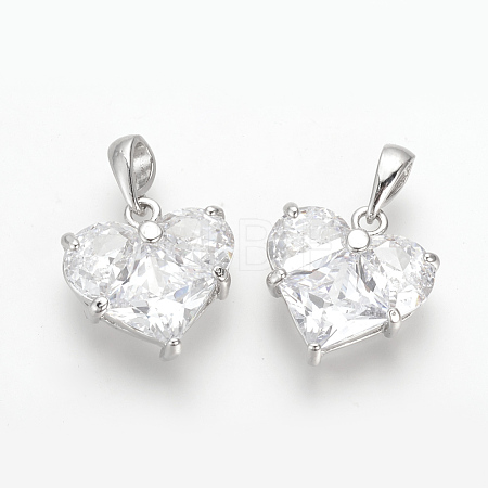 Brass Cubic Zirconia Charms KK-R015-109P-1