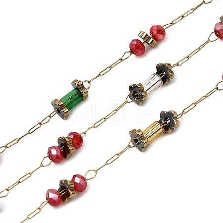 Handmade 304 Stainless Steel Glass Column Link Chains CHS-L032-14G-01-1
