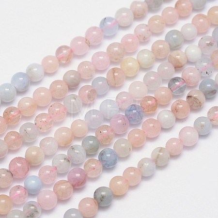 Natural Morganite Round Bead Strands X-G-I159-4mm-1