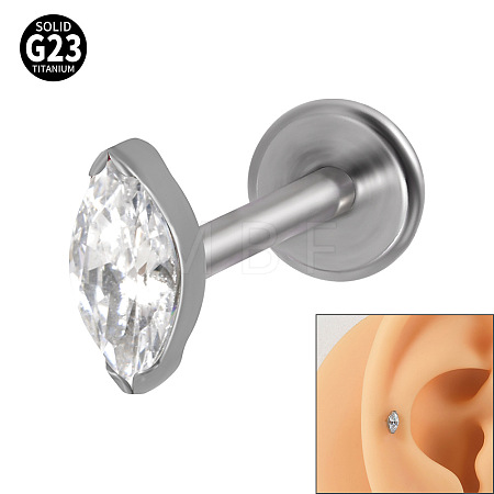 G23 Titanium Cubic Zirconia Horse Eye 17 Gauge Internally Threaded Labrets for Women Men WG9E7C9-14-1