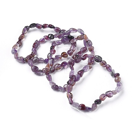 Natural Auralite Bead Stretch Bracelets BJEW-K213-63-1