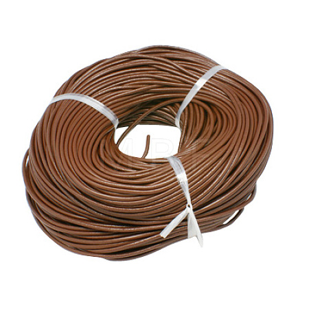 4mm Saddle Brown Color Cowhide Leather Beading Cords X-WL-A003-12-1