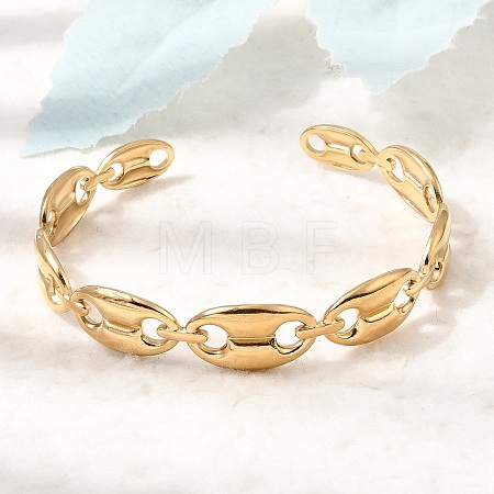 304 Stainless Steel Mariner Chain Cuff Bangles for Women SA-CBA82C8-07G-1