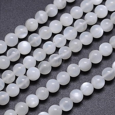 Natural White Moonstone Round Bead Strands G-M262-5mm-04-1