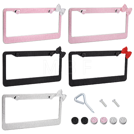 5 Sets 5 Colors Stainless Steel & Arcylic Rhinestone Frames for Licence Plate DIY-WA0001-32A-1
