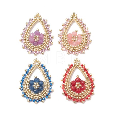 Glass Seed Bead & Dyed Natural Malaysia Jade Pendants PALLOY-MZ01280-1