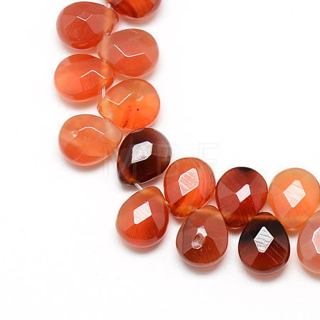 Dyed Natural Red Agate Gemstone Beads Strands G-T006-09-1
