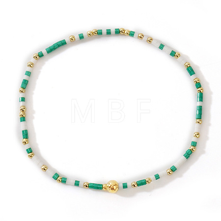 Bohemian Glass Seed Beads & Brass Stretch Bracelets for Women TI8364-2-1