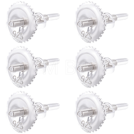 3 Pairs 925 Sterling Silver Screw Ear Nuts STER-BBC0009-74B-1
