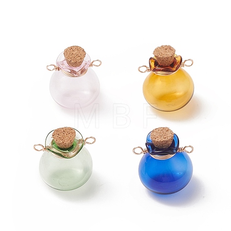 4Pcs 4 Colors Glass Bottle Connector Charms PALLOY-TA00022-1