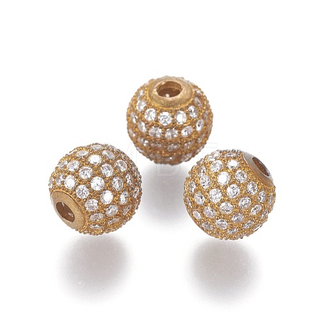 Brass Micro Pave Cubic Zirconia Beads ZIRC-G149-C-C-1