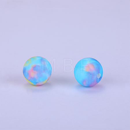 Printed Round Silicone Focal Beads SI-JX0056A-32-1