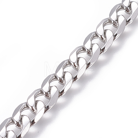 Tarnish Resistant 201 Stainless Steel Cuban Link Chains CHS-L020-036B-P-1