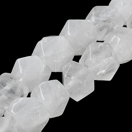 Natural Quartz Crystal Star Cut Round Beads Strands G-M418-C18-01-1