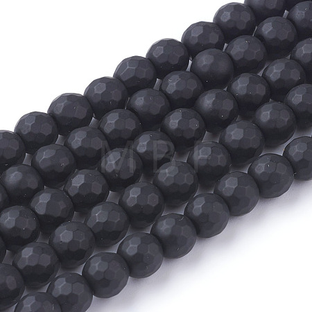 Synthetic Black Stone Beads Strands G-C059-6mm-1-1