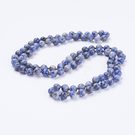 Natural Blue Spot Jasper Beaded Necklaces NJEW-P202-36-A35-1