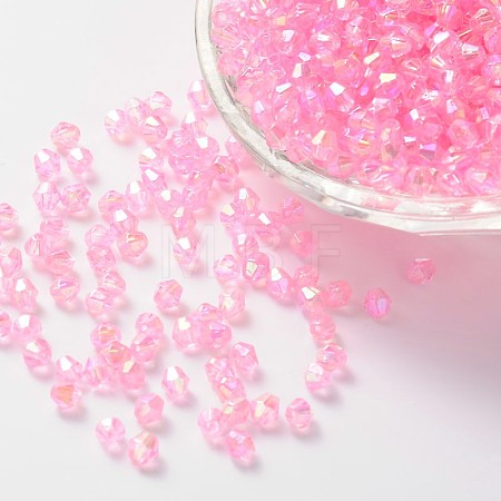 Bicone AB Color Plated Eco-Friendly Transparent Acrylic Beads TACR-A003-4mm-10-1