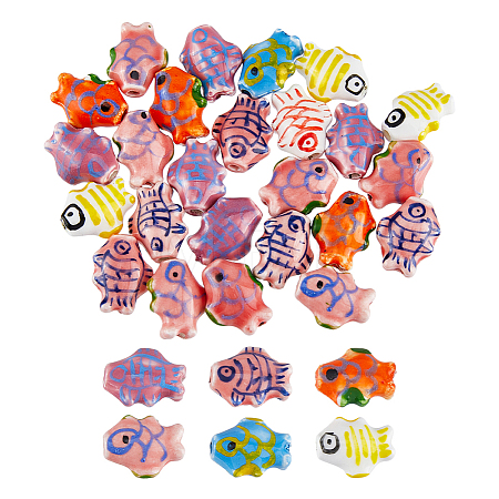 25Pcs Handmade Fish Porcelain Beads PORC-DC0001-18-1