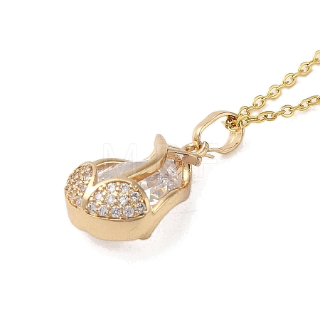 Brass Micro Pave Cubic Zirconia Pendant Necklaces NJEW-E106-11KCG-02-1