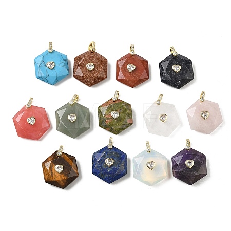 Natural & Synthetic Mixed Gemstone Faceted Pendants GG-CBA67BD-01G-1