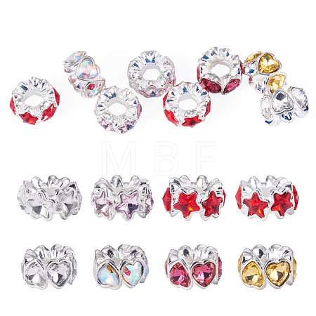 8Pcs 2 Styles Alloy Rhinestone European Beads FIND-TA0010-84-1