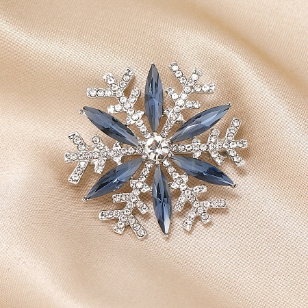 Christmas Snowflake Alloy Rhinestones Brooches JEWB-S022-06A-1