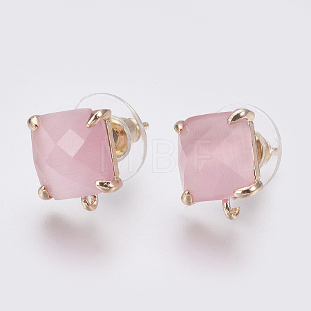 Faceted Glass Stud Earring Findings GLAA-F084-C11-1