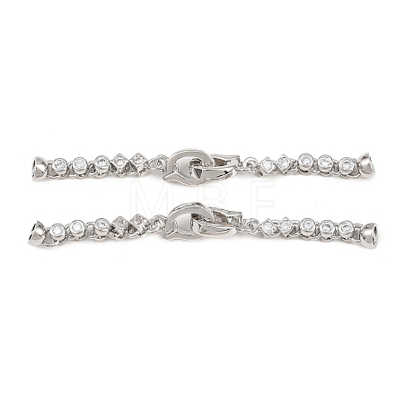 Brass Micro Pave Clear Cubic Zirconia Fold Over Clasps KK-U059-64P-1
