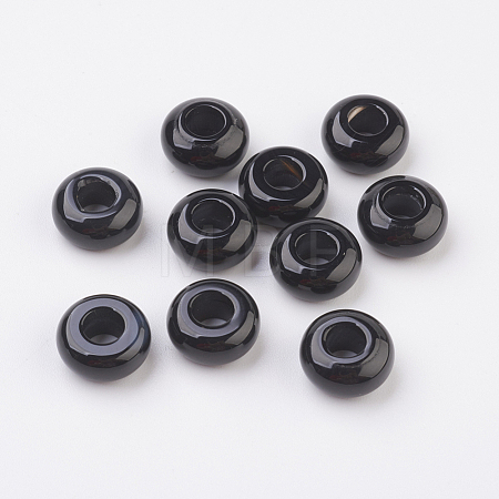 Randomly Mixed Natural Dyed & Heated Black Agate and Banded Agate European Beads G-G740-12x6mm-12-1