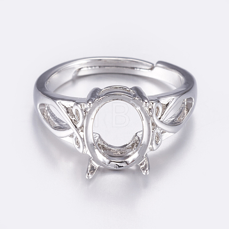 Adjustable Brass Solitaire Ring Settings KK-G330-09P-1