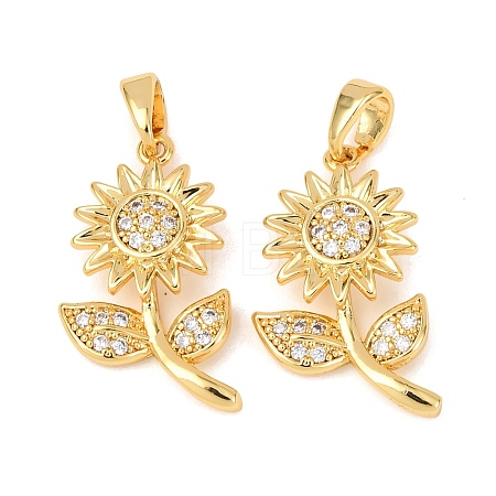 Brass Micro Pave Clear Cubic Zirconia Pendants KK-G543-05G-01-1