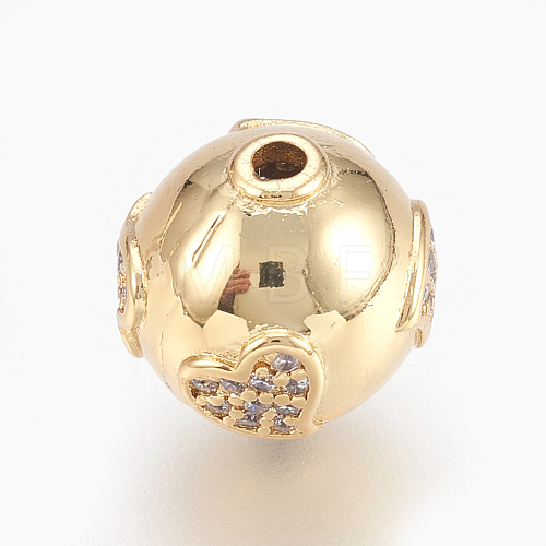 Brass Micro Pave Cubic Zirconia Beads X-KK-O106-35G-1