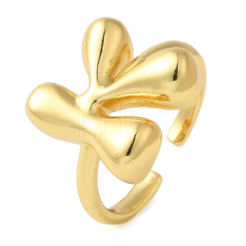 Initials Brass Open Cuff Ring for Women RJEW-N046-02K-G-1