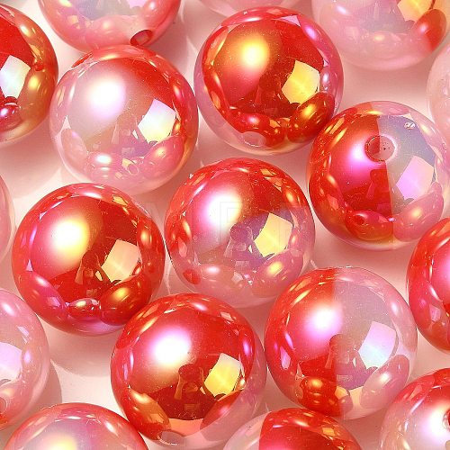 UV Plating Rainbow Iridescent Opaque Acrylic Beads OACR-C007-01E-1