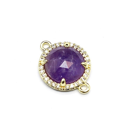 Natural Amethyst Connector Charms PW-WGD2653-04-1