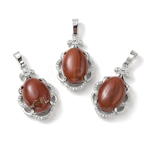 Natural Red Jasper Oval Pendants G-NH0025-15P-11-1