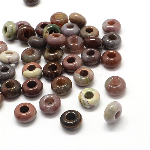 Natural Indian Agate European Large Hole Beads G-Q442-02-1