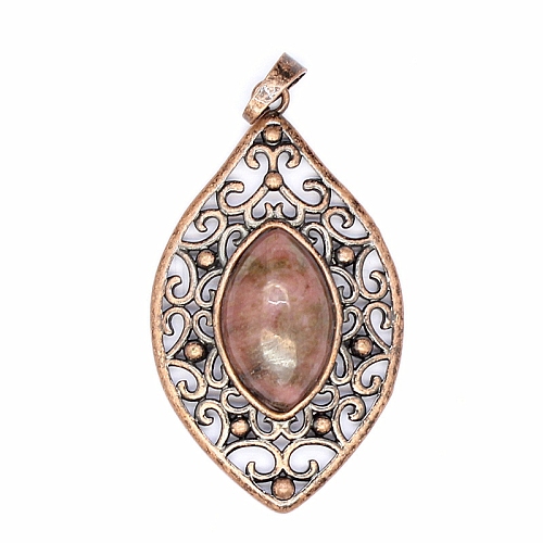 Retro Hollow Natural Rhodonite Pendants PW-WGEF371-07-1