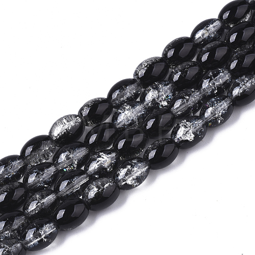 Transparent Crackle Glass Beads Strands X-DGLA-S085-6x8-39-1