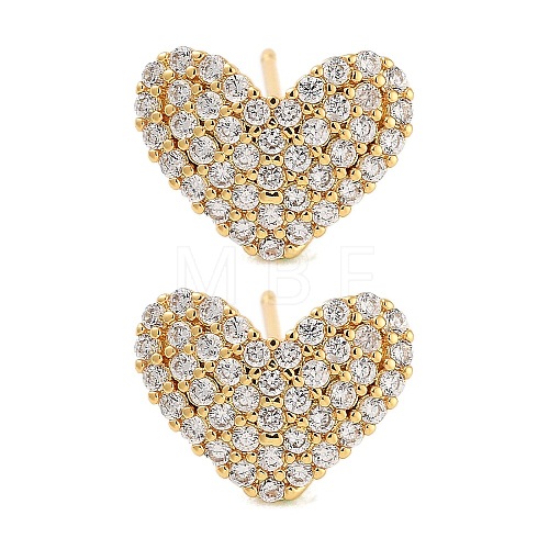 Rack Plating Heart Brass Stud Earrings EJEW-N055-41G-RS-1