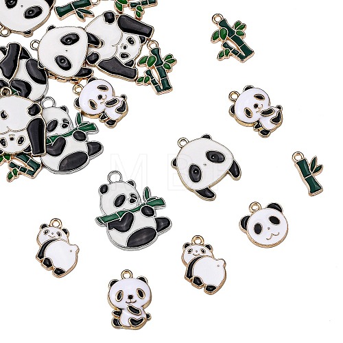 32Pcs 8 Style Alloy Enamel Pendants ENAM-SZ0002-54-1