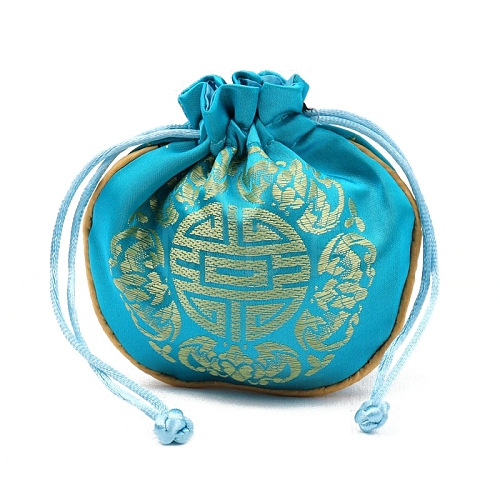 Chinese Style Cloth Pouches Drawstring Bags for Jewelry Storage PW-WG63765-09-1