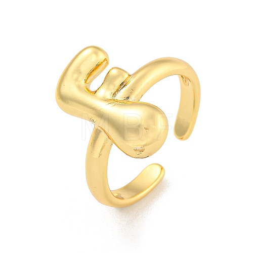 Brass Letter Open Cuff Rings for Women RJEW-G313-01F-G-1